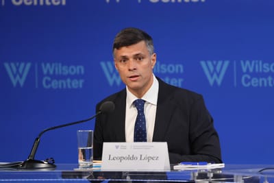 Leopoldo López, líder opositor de Venezuela, en una actividad realizada por el Wilson Center en mayo de 2024. Foto: X de Leopoldo López