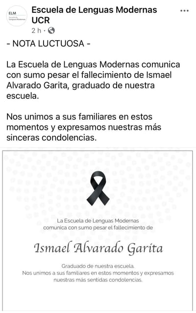 Mensaje de la escuela de Lenguas Modernas la Universidad de Costa Rica