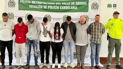 Grupo detenido en Antioquia. Foto: Dirección Especializada contra el Narcotráfico de Colombia
