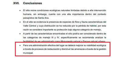 Imagen del documento elaborado por el Sinac. Captura de pantalla CRH