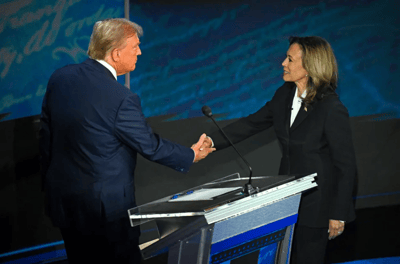 Donald Trump y Kamala Harris en el debate presidencial el 10 de setiembre. (Foto: Billboard)