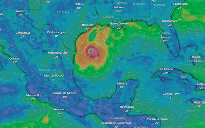 Tormenta tropical Francine. (Captura de pantalla en Windy)