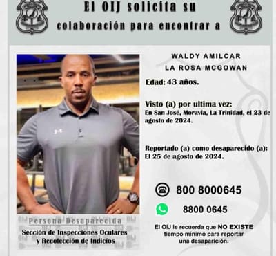 OIJ solicita su colaboración para encontrar a Waldy Amilcar La Rosa Mcgowan