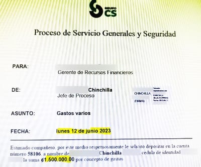 Documento que cita la gestión de pago. CRH