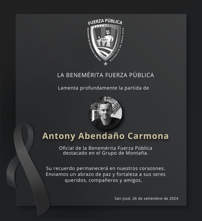 Fuerza Pública lamenta fallecimiento y dedica sentidas palabras