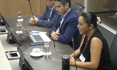 La agricultora Wendy Vargas narró su experiencia a los diputados.