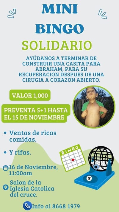 Bingo se realizará el 16 de noviembre