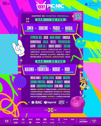 Agenda de conciertos del festival Picnic 2025. (Imagen tomada de Instagram)