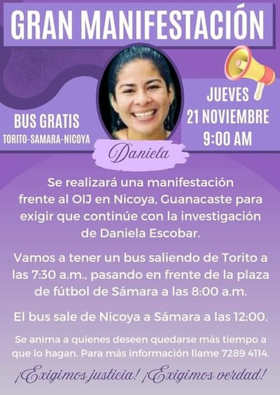Encuentro se realizará el 21 de noviembre frente al OIJ de Nicoya