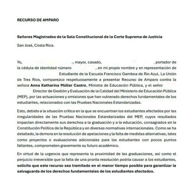Recurso de amparo presentado por un padre de familia.