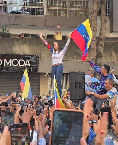 María Corina Machado encabezó las protestas este jueves en Venezuela. (Imagen tomada de X)