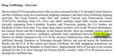 Extracto del texto donde Chamie hizo mención a Costa Rica. Captura de pantalla del documento oficial