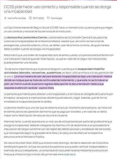 CCSS pide hacer un uso responsable de cuando se otorga una incapacidad.