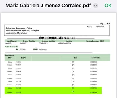 Registro de la Dirección General de Migración y Extranjería