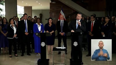 Rodrigo Chaves, presidente de la República, confirmó la renuncia de Stephan Brunner; Nogui Acosta, de Hacienda; Marta Esquivel, de Planificación; Ángela Mata, de Vivienda; Cindy Quesada, de la Mujer; Esmeralda Britton, de la JPS; Juan Manuel Quesada del AyA. Captura de pantalla