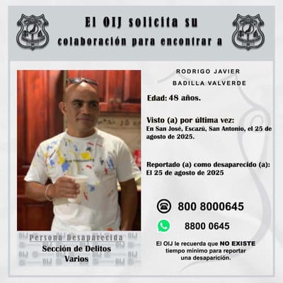 Rodrigo suma 50 horas desaparecido