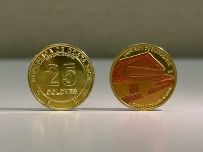Nueva moneda coleccionable de ¢25. (Cortesía/Banco Central de Costa Rica).