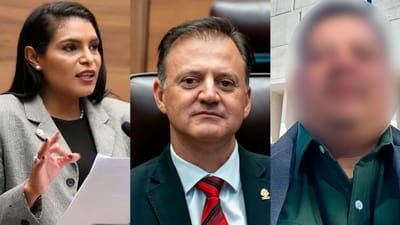 Los diputados Johanna Obando y Luis Diego Vargas. A la derecha, el empresario Liu Paniagua.