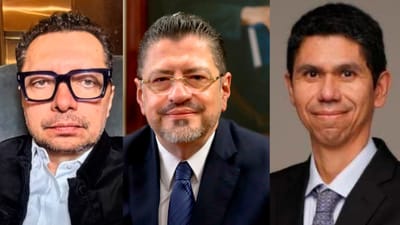 El abogado Randall Chuken, el presidente Rodrigo Chaves y el exministro Luis Amador.