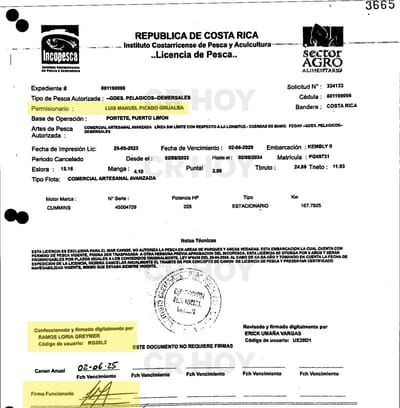 Licencia de pesca para embarcación de Shock