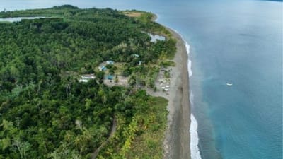 Fotografía aérea de la zona de investigada por la Fiscalía en Refugio de Vida Silvestre Preciosa Platanares, en el sector de Puerto Jiménez.