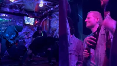 Ed Sheeran disfrutando presentación de banda tica Insanity