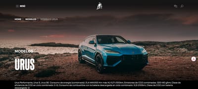 Lamborghini Urus, promocionado en el sitio web de la marca