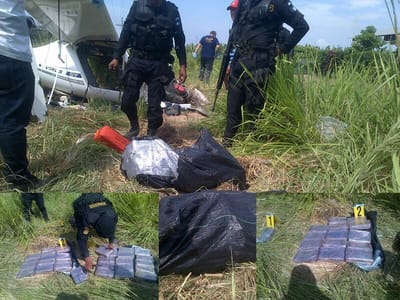 Ultraligero con droga costarricense accidentado en Guatemala en el 2016. Foto: Prensa Libre de Guatemala
