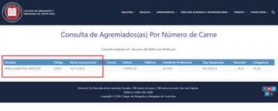 Martínez Bertozzi se colegió como abogado en noviembre de 2025. Captura de pantalla
