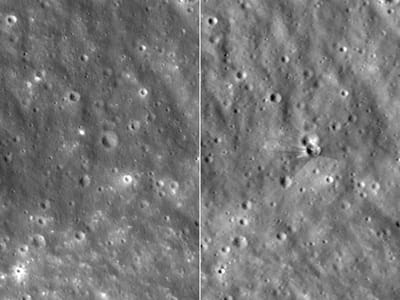 Científicos de la agencia espacial estadounidense determinaron que el cráter tenía 18 metros de ancho y menos de 3 metros de profundidad, basándose en la longitud de su sombra. AFP