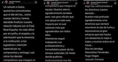 El mensaje de Jeaustin Campos en WhatsApp.