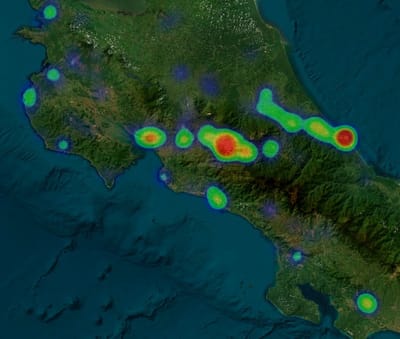 Mapa de casos de homicidios del OIJ. 28 de septiembre de 2026.