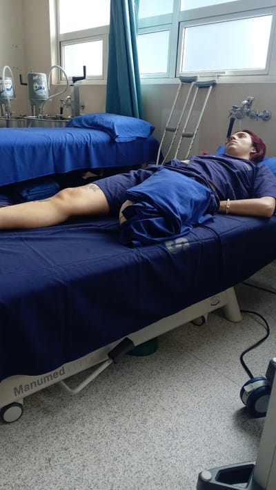 Natalie Garita en el hospital.