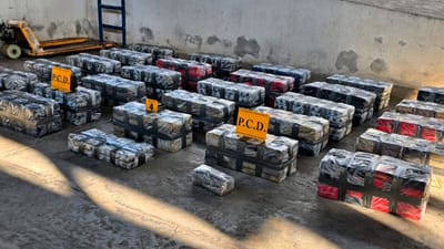 Cocaína oculta dentro del contenedor.