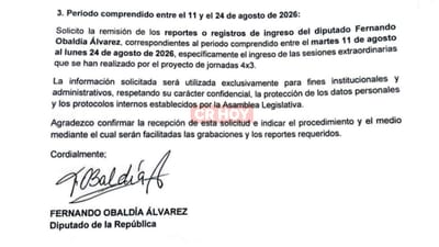 En este mismo documento solicitó las grabaciones de las cámaras para ver el recorrido de las dos funcionarias.