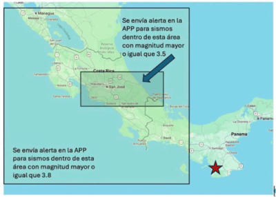 Área de cobertura app de alerta temprana de sismos