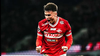 Manfred Ugalde celebra su gol con el Spartak. Cortesía Spartak.