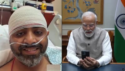 El piloto indio Smit Machchhar y el presidente Narendra Modi. Foto: Captura de pantalla de Narendra Modi
