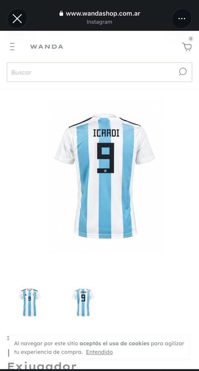 Así sale la camisa de Icardi en la tienda de Wanda.