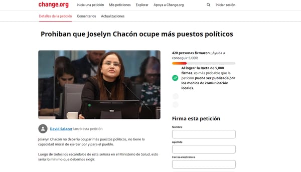 Usuarios piden que Joselyn Chacón no ocupe más cargos políticos | Captura de Change.org