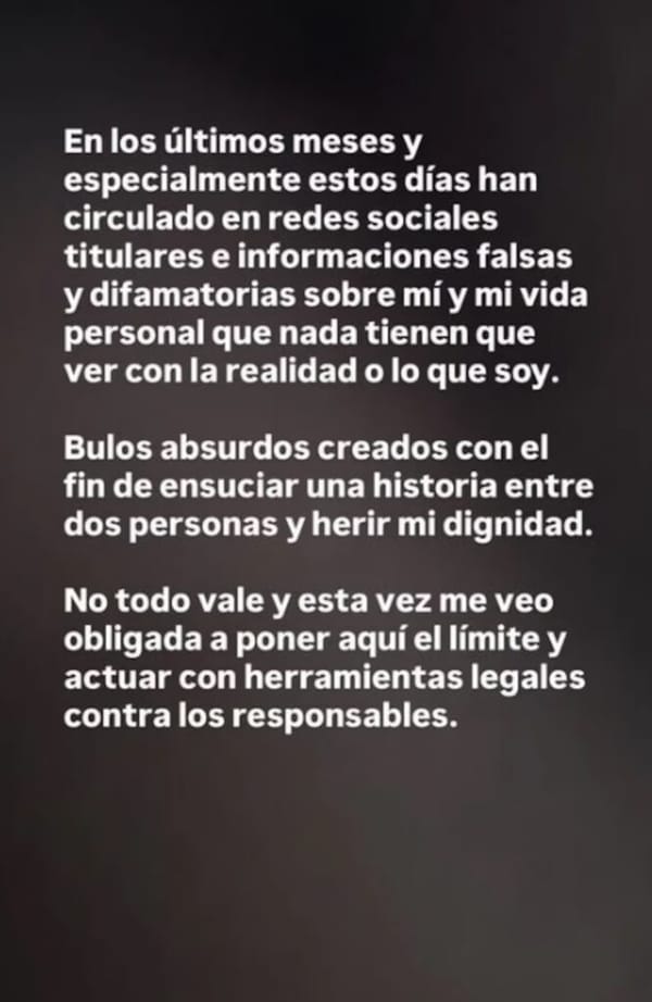 Comunicado de Ester Expósito. Instagram @ester_exposito