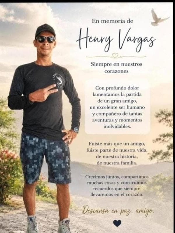 Mensaje que circula en redes sociales sobre la muerte de Henry Vargas Caballero.