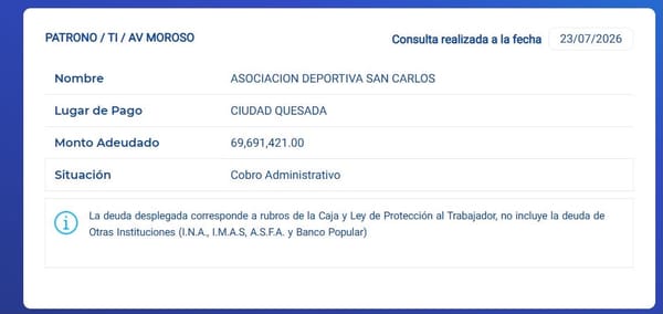Deuda de San Carlos con la Caja. 