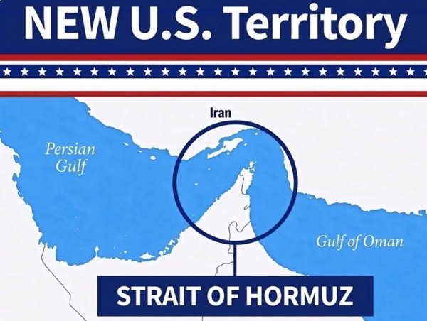 Trump compartió en Truth Social un mapa que muestra el estrecho de Ormuz como un