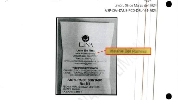 Factura de la tienda de la hija de Macho Coca
