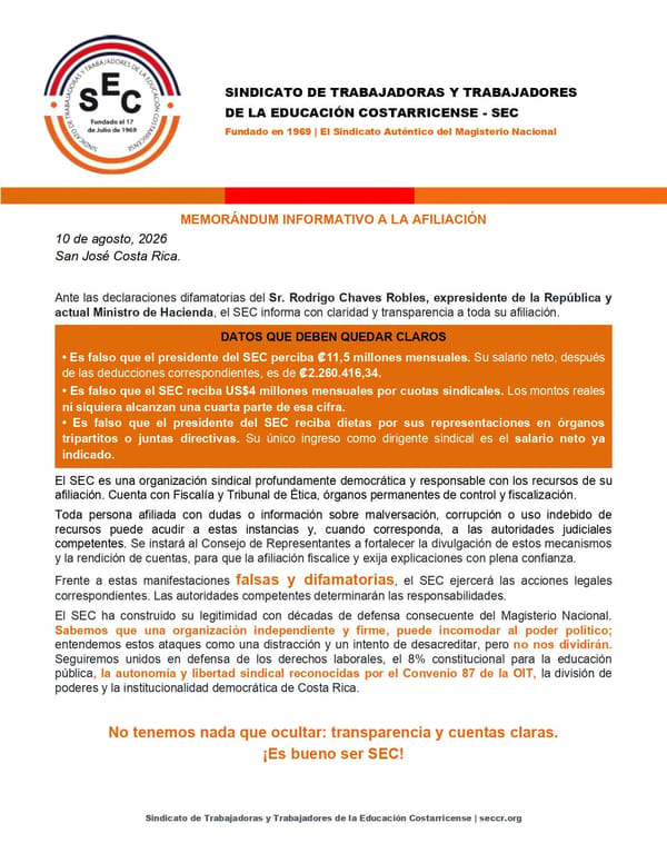 comunicado SEC Gilberth Jiménez