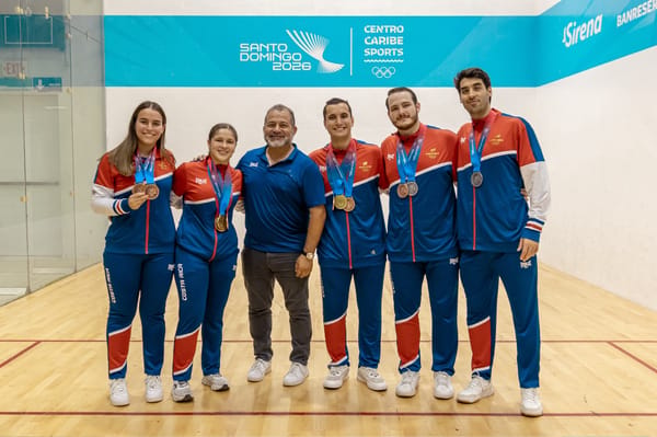 Raquetbolistas ticos con sus medallas. Cortesía CON.