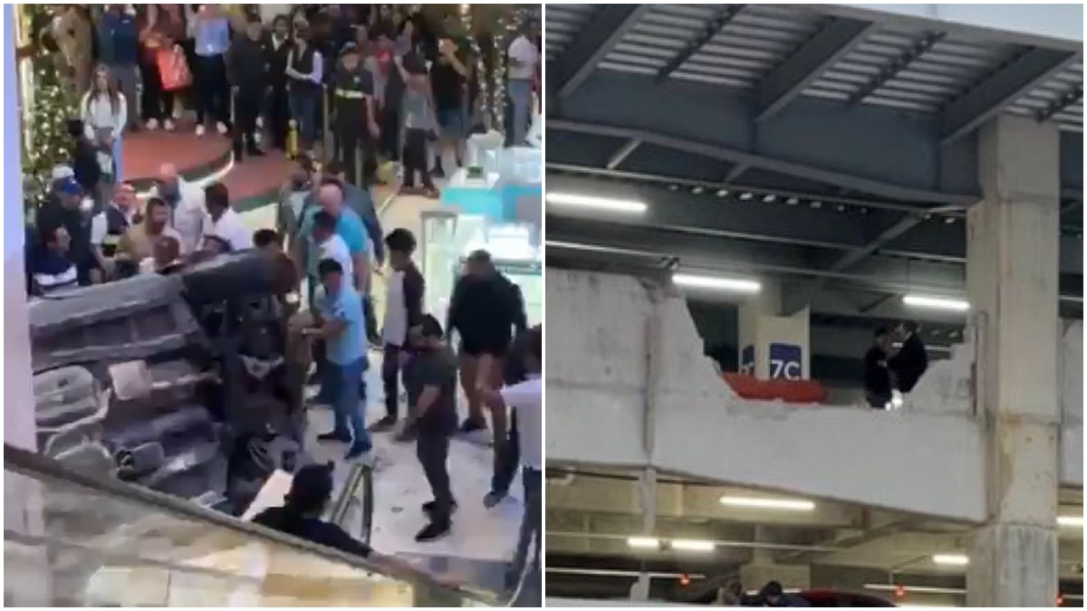 (Video) Carro cae desde estacionamiento de centro comercial en ...